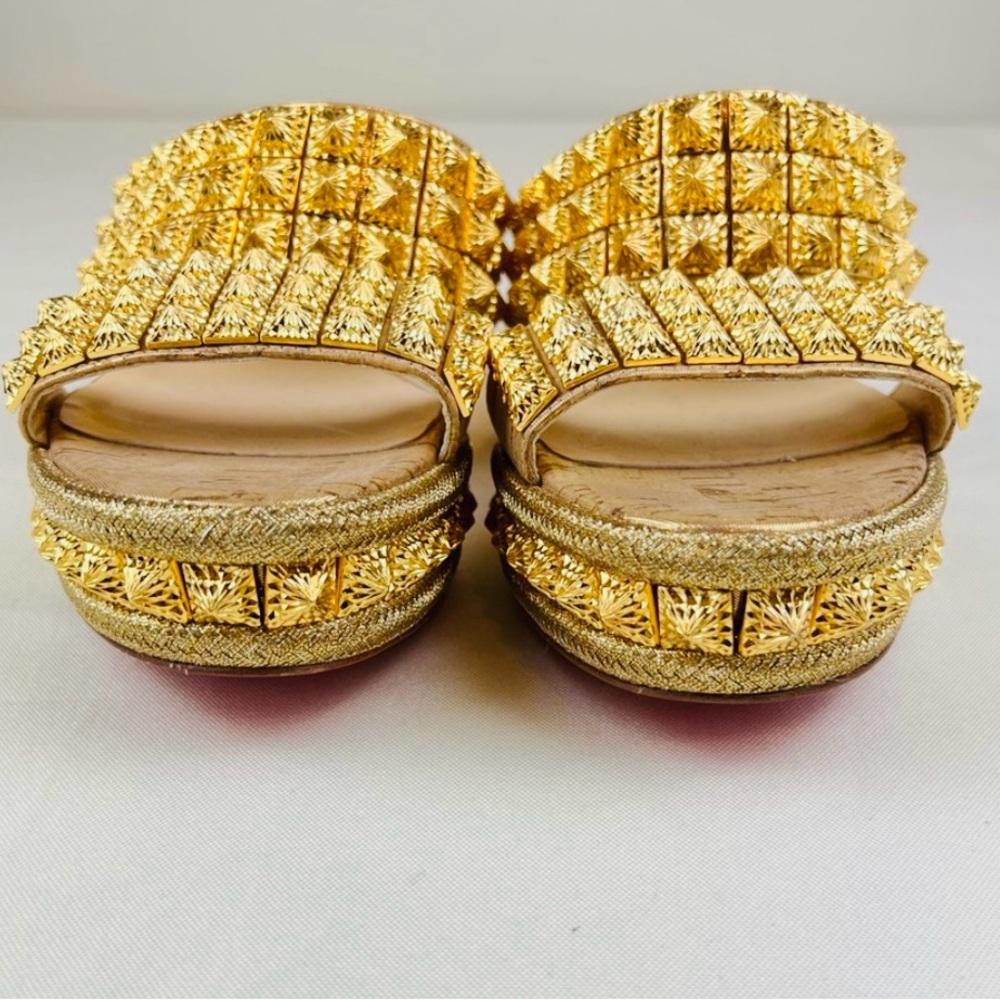 NEW CHRISTIAN LOUBOUTIN Liege Pepite 60 Platform Sandals 35 EU, Gold Version - Picture 7 of 11
